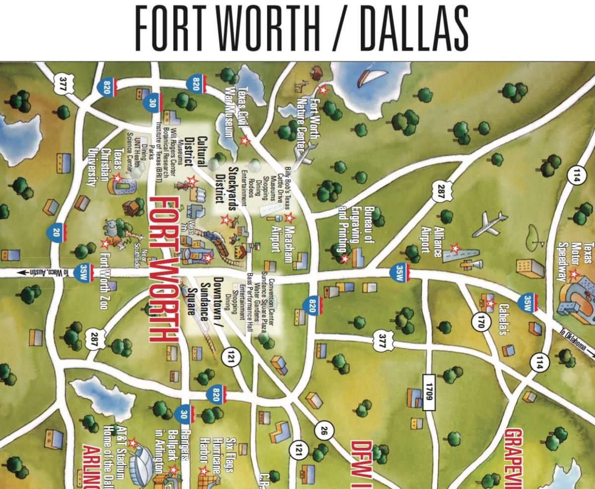 ramani ya mji wa Dallas Fort Worth eneo