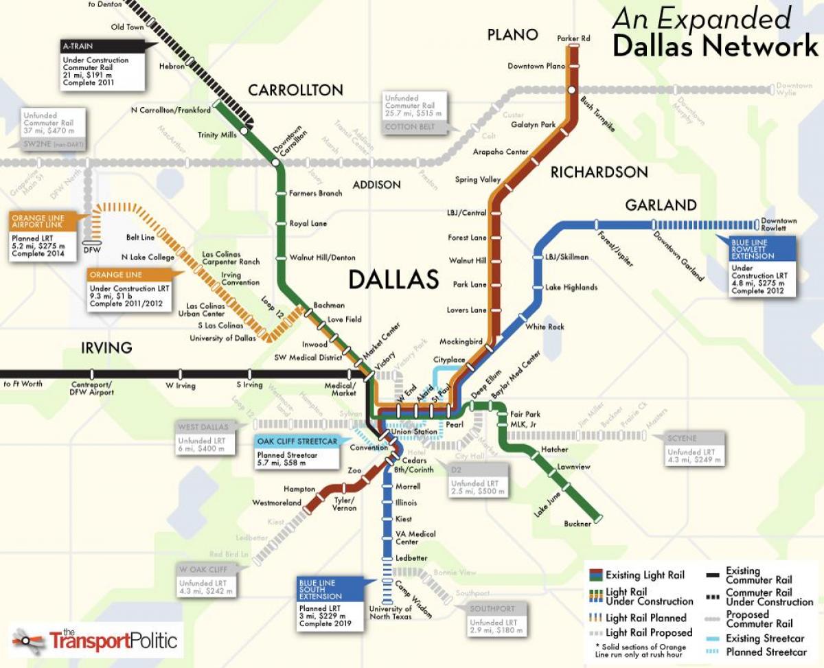 ramani ya mji wa Dallas metro